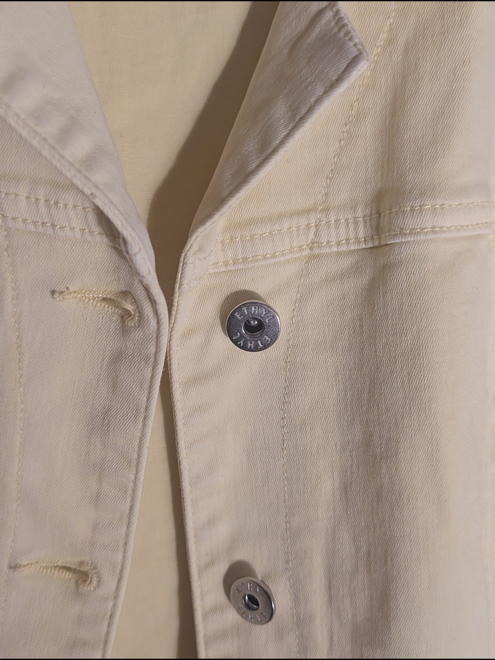 Light Yellow Women's Jean Jacket with Flared Ruffle Sleeves - Picture 5 of 9